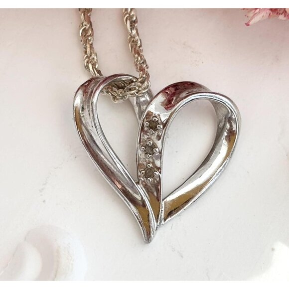 Jewelry - Heart CZ "My Daughter" Engraved Sterling Silver Vintage Pendant Necklace - 24"